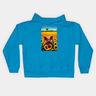 Pig and sunflowers Kids Hoodie